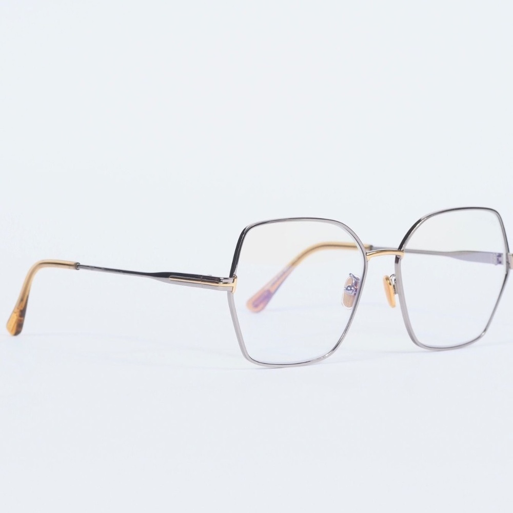 NWT Tom Ford FT5876-B Light Ruthenium Oversized 56mm Eyeglasses